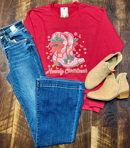 Howdy Christmas Western Boot Sweatshirt