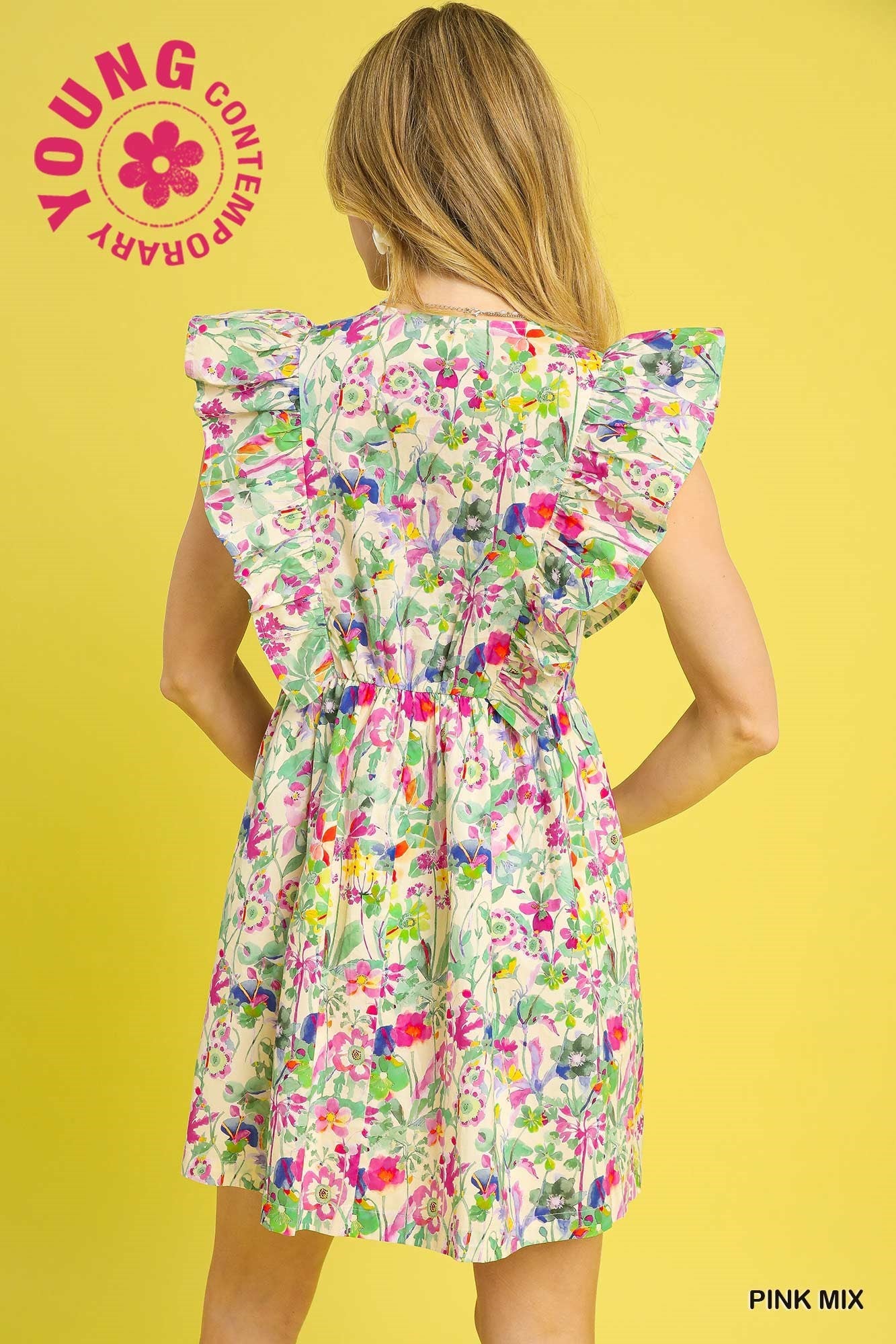 Flutter Sleeve Floral Babydoll Dress