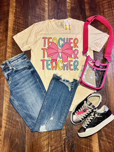 Comfort Colors Coquette Bow Teacher Tee