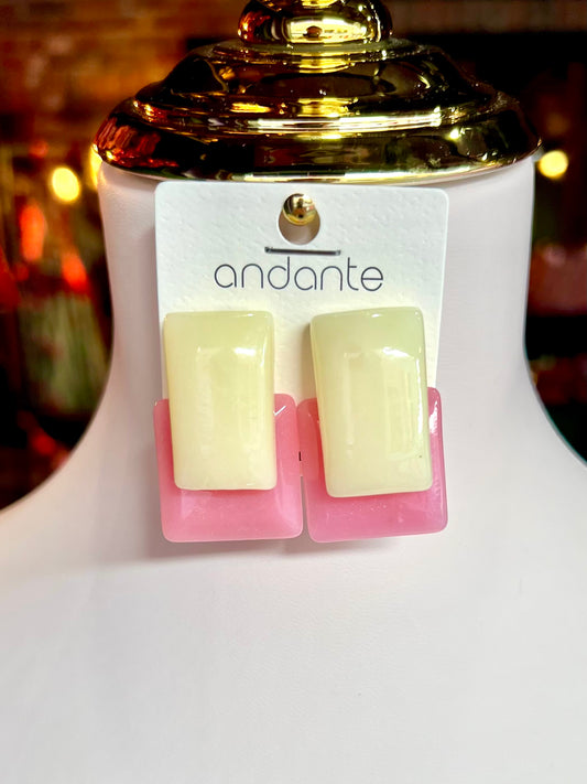 Pink & Yellow Geometric Earrings