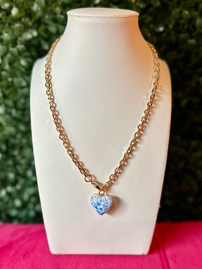 Floral Heart Charm Pendant Necklace