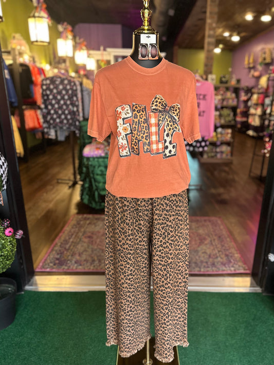 Comfort Colors FALL & Leopard Bow T-Shirt