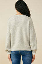 Load image into Gallery viewer, Grey &amp; White Contrast Stitch Sweater
