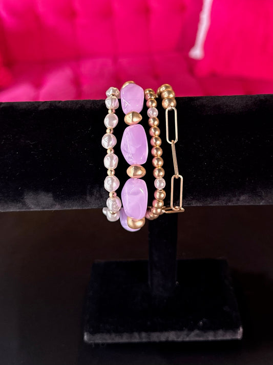Lavender & Gold Bracelet Set