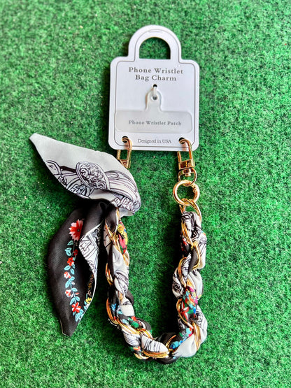 Floral Scarf Phone Wristlet / Bag Charm