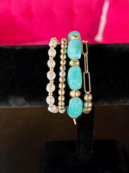 Teal & Gold Bracelet Set