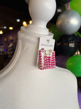 Load image into Gallery viewer, Pink &amp; White Striped Barbie earrings
