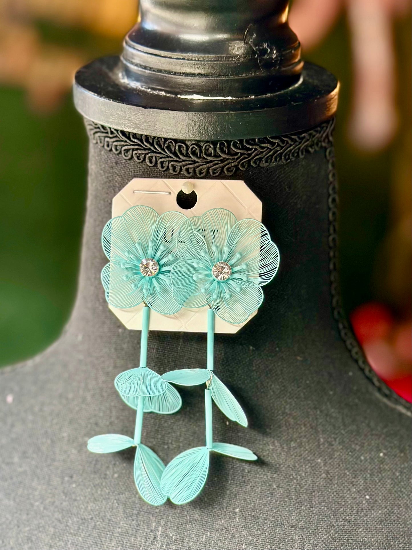 Jeweled Filigree Flower Dangles