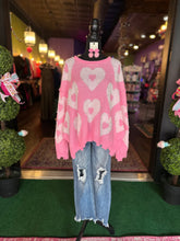Load image into Gallery viewer, Pink Loose fit Heart Sweater w/ Pearls
