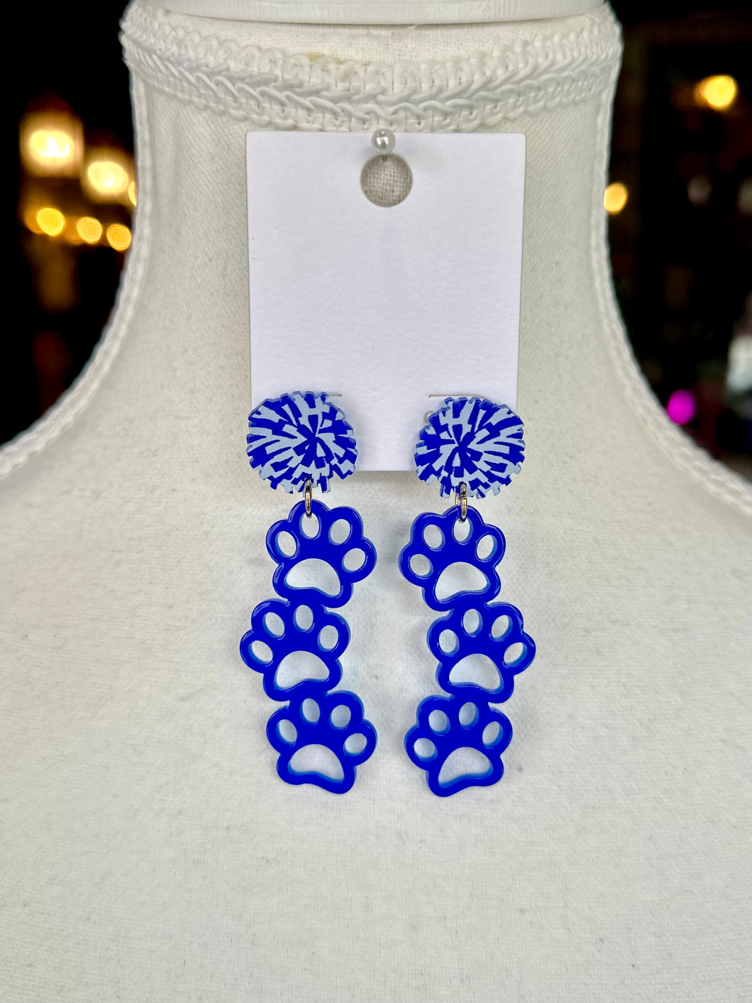 Royal Blue Cheerleading Pompom earrings