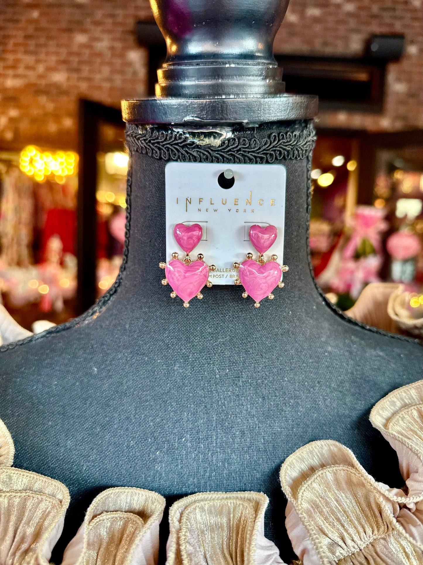 Pink Heart Earrings