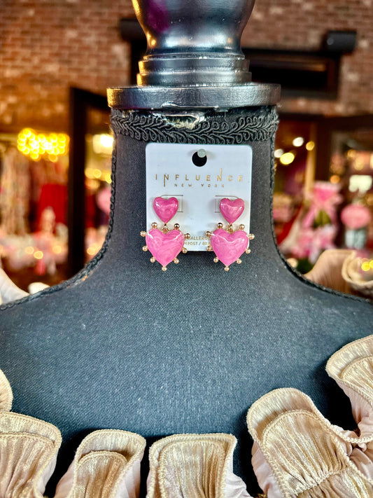 Pink Heart Earrings