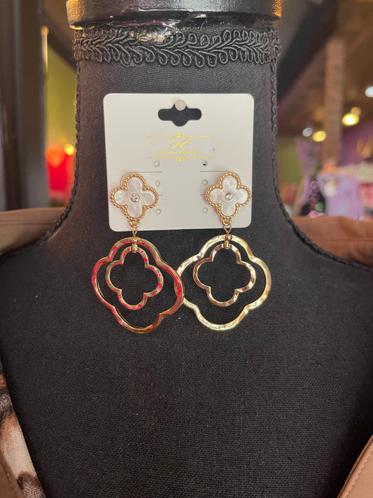 Gold Clover Drop Earrings