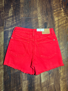 Red Frayed Hem shorts