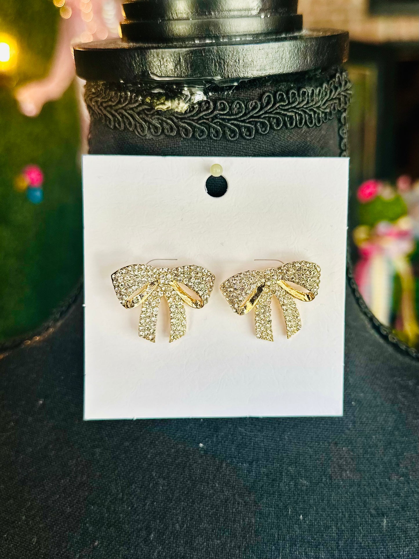 Gold Pave Ribbon Earrings