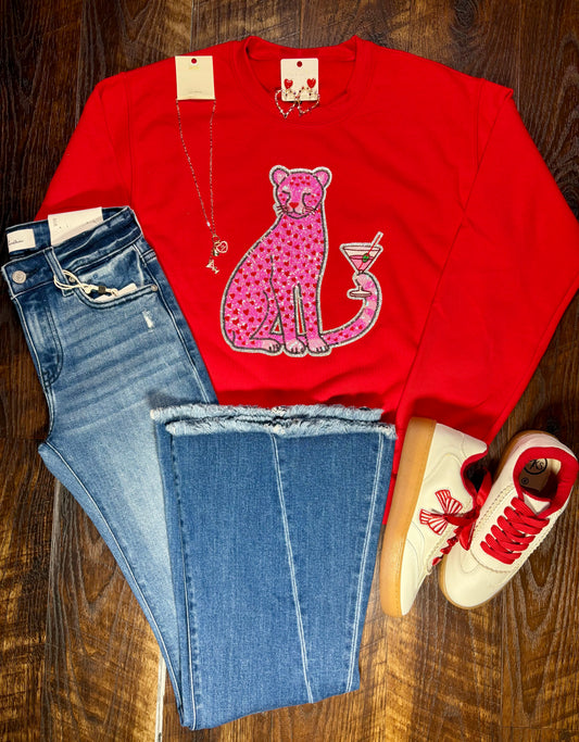 Sequin Leopard & Martini Sweatshirt