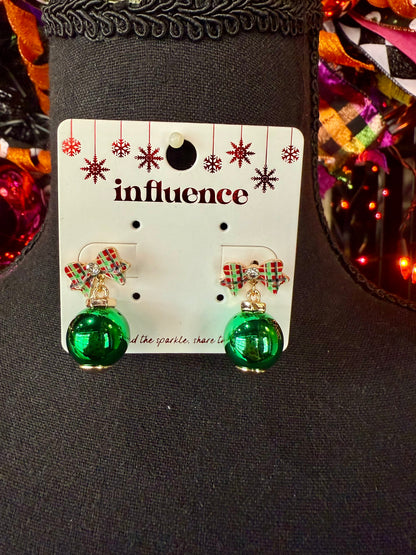 Pink/Fuchsia Christmas Bow & Ornament Dangles