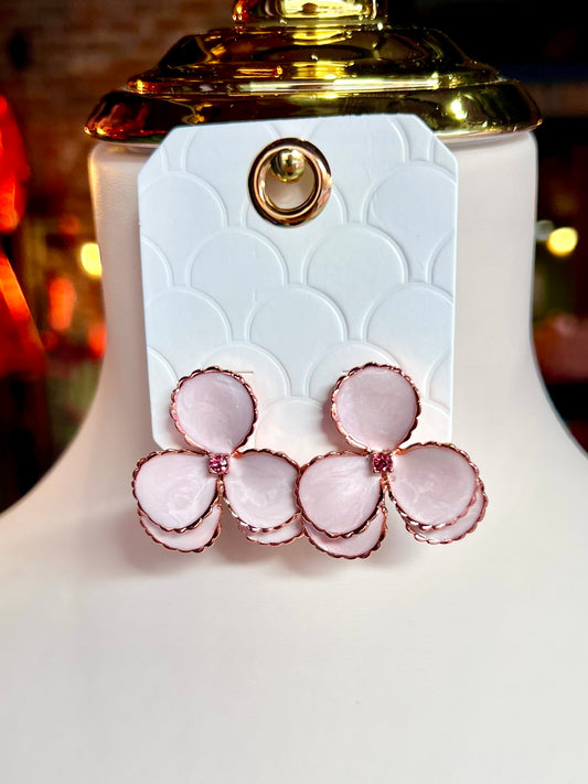 Rose Pink Flower Earrings
