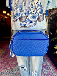 Royal Blue V-Stitch Crossbody