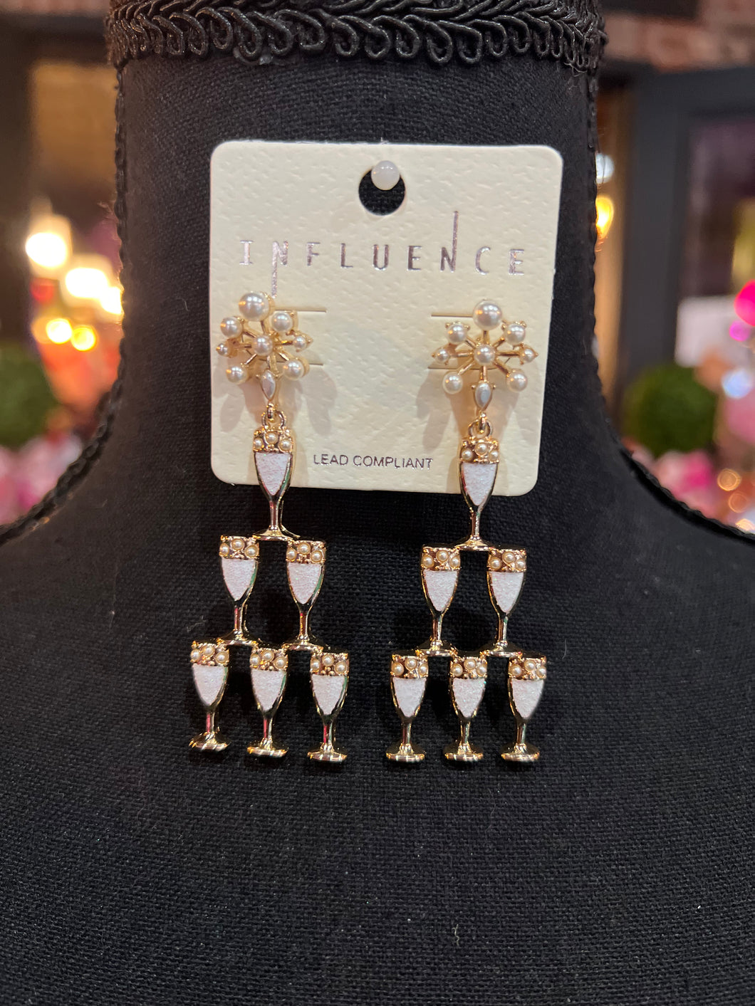 Champagne glass earrings