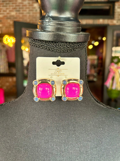 Color Mix Square Stud Earrings