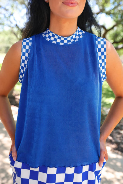 Checkmate Blue Ribbed Tank