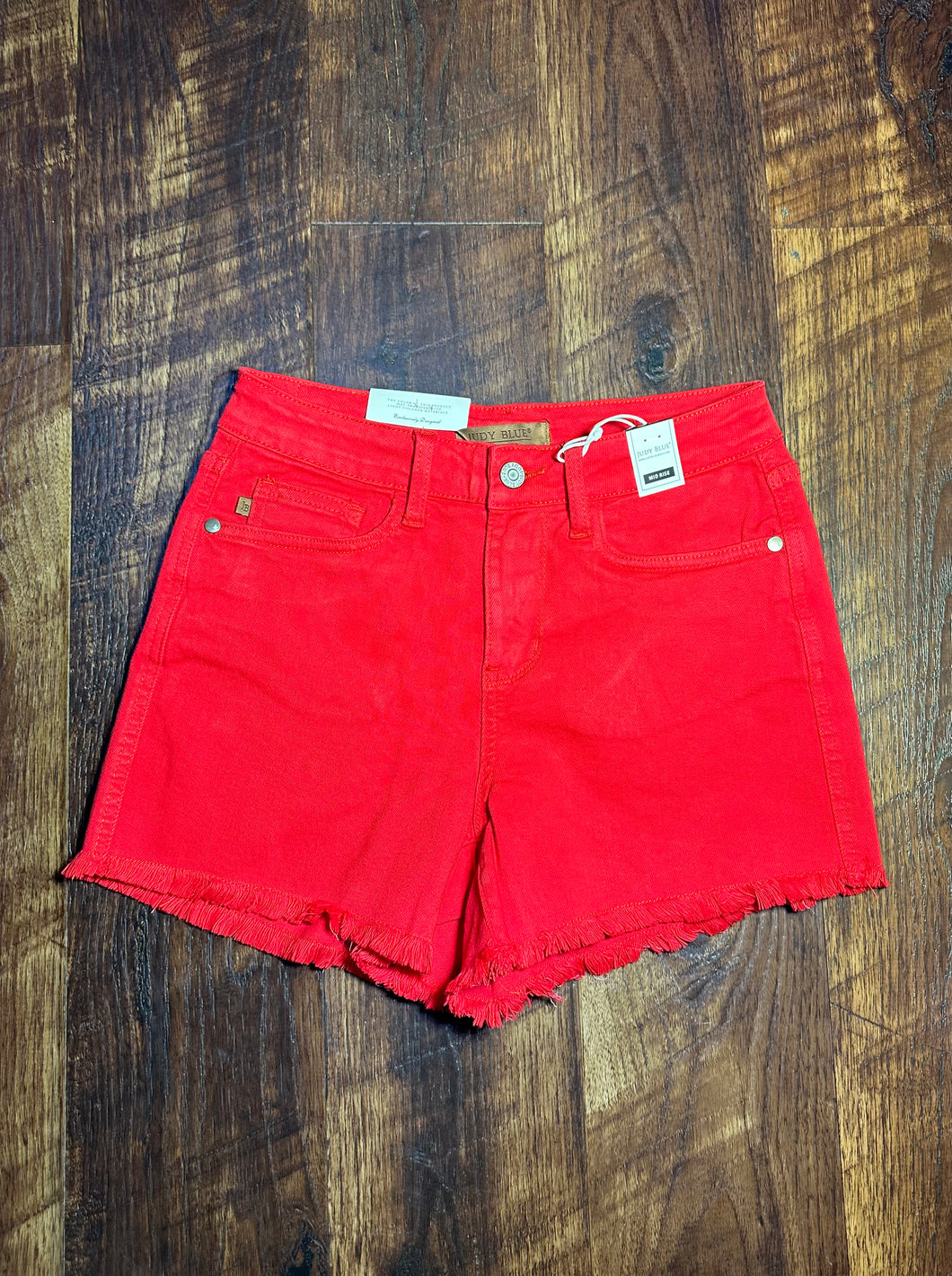 Red Frayed Hem shorts