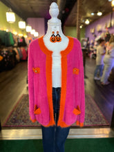 Load image into Gallery viewer, Hot Pink &amp; Orange Fuzzy Knit cardigan
