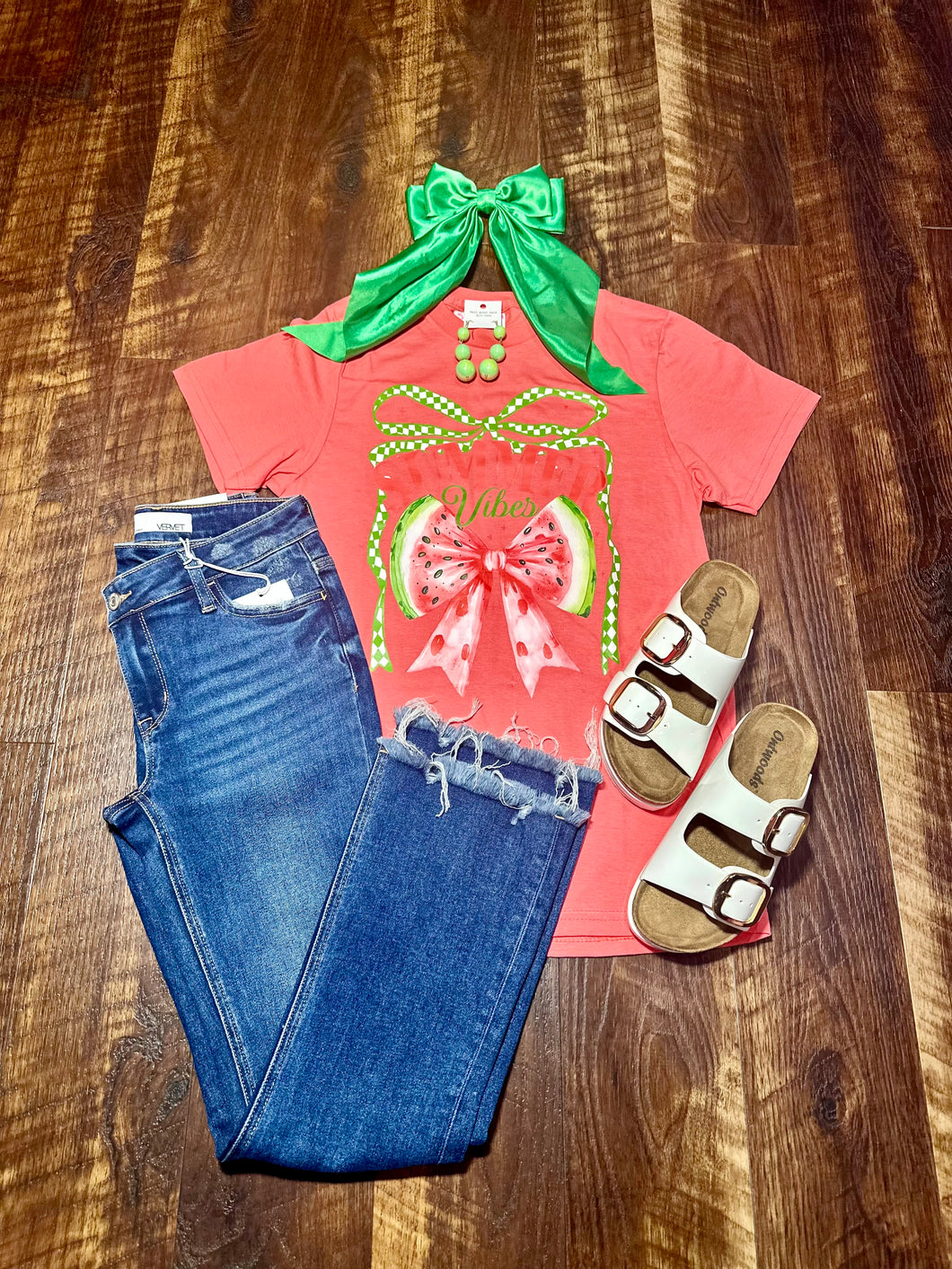 Coquette Watermelon Summer Vibes tee