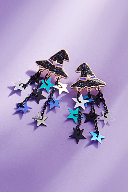 Witch Hat & Star Tassel Earrings