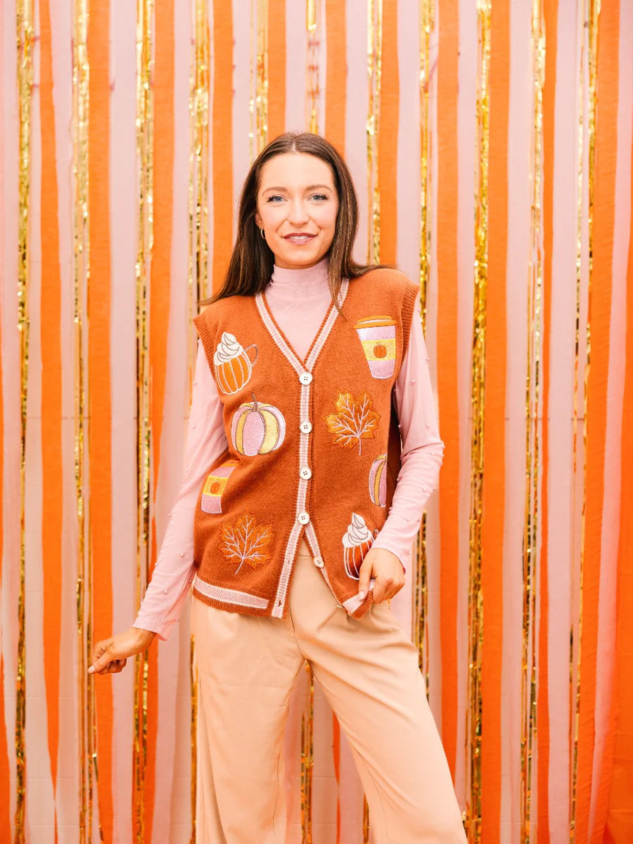 Glittery Fall Elements Sweater Vest