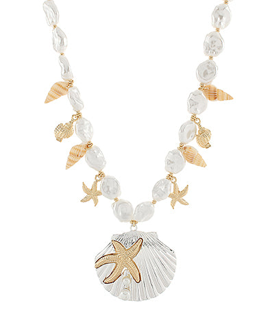 Pearl Beaded Coastal Multi-Charm Necklace