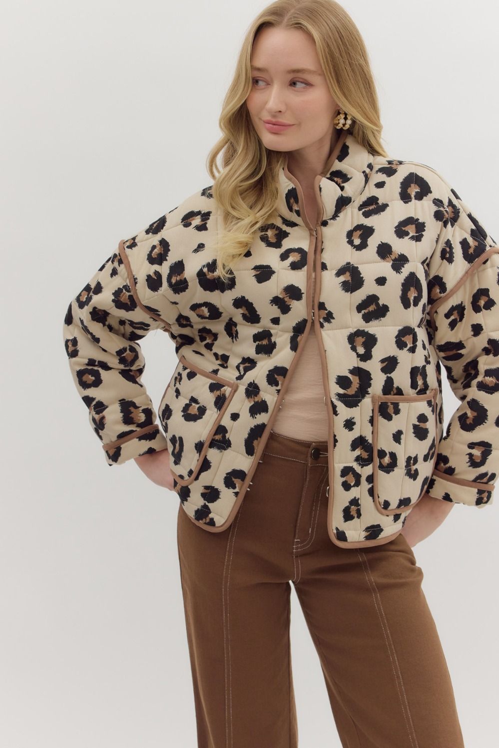 Leopard Print Quilted Coat