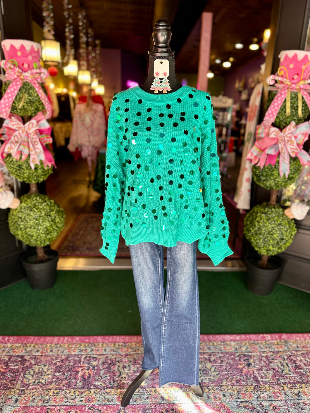 Sequin Disc Knit Sweater