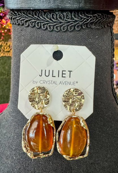Amber Stone Dangle Earrings