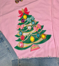 Load image into Gallery viewer, Pink Jeweled Christmas Tree Sweatshirt

