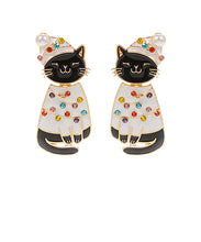 Load image into Gallery viewer, Christmas Kitty Earrings
