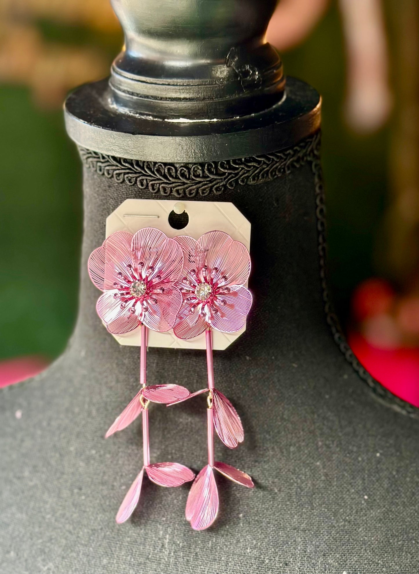 Jeweled Filigree Flower Dangles