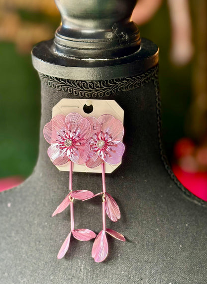 Jeweled Filigree Flower Dangles