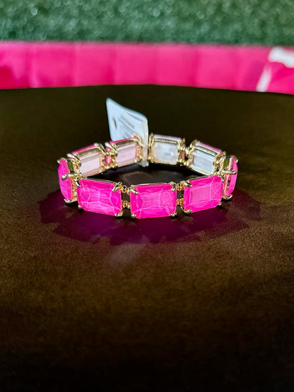 Neon Hot Pink Cut Glass Bracelet
