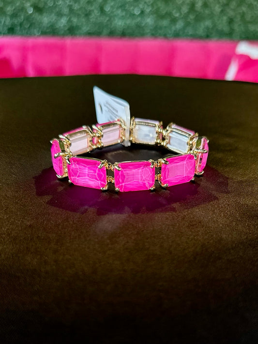 Neon Hot Pink Cut Glass Bracelet