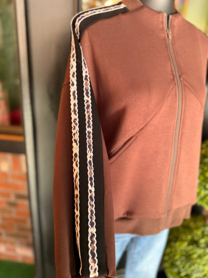 Chocolate Luxeknit Animal Print Jacket