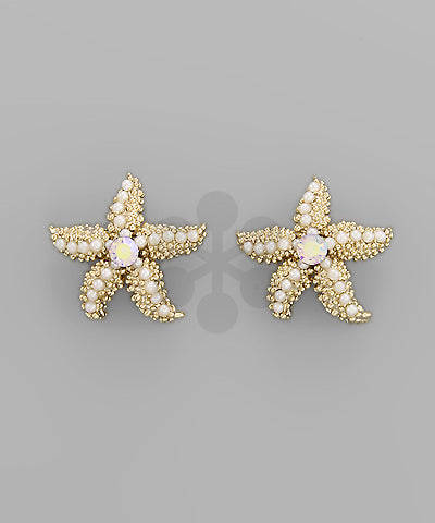 Pearl Pebbled Starfish Studs