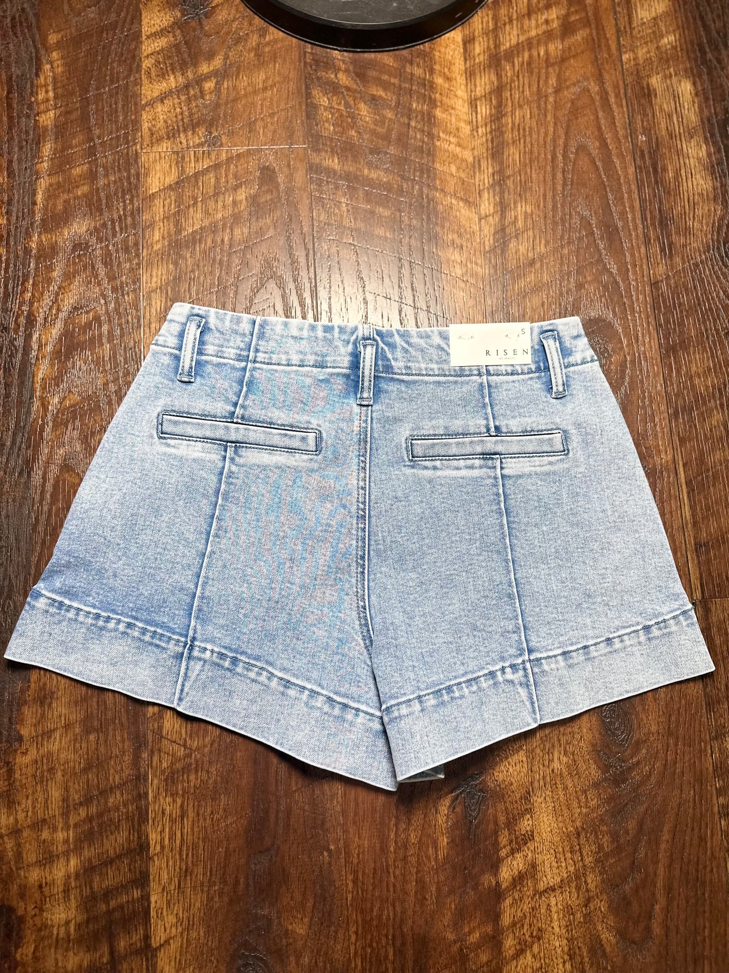Risen High Rise Seam Detail Denim Shorts