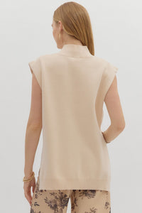 Oatmeal hi-lo Sleeveless Sweater
