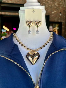 Gold Puffy Heart Necklace