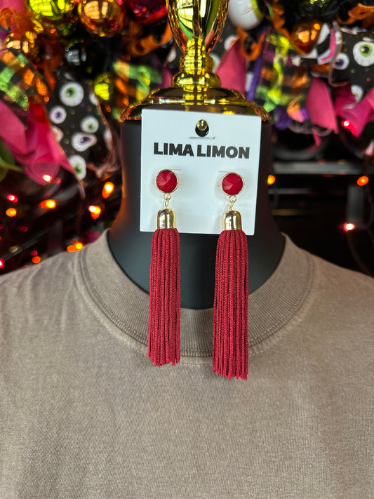 Red Fringe Earrings