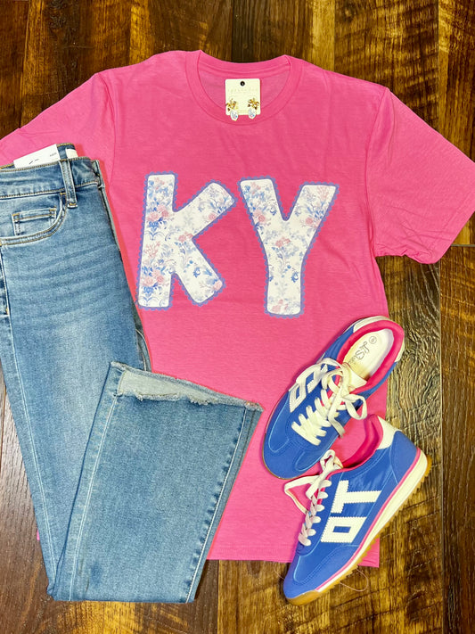 Blue Floral KY T-shirt