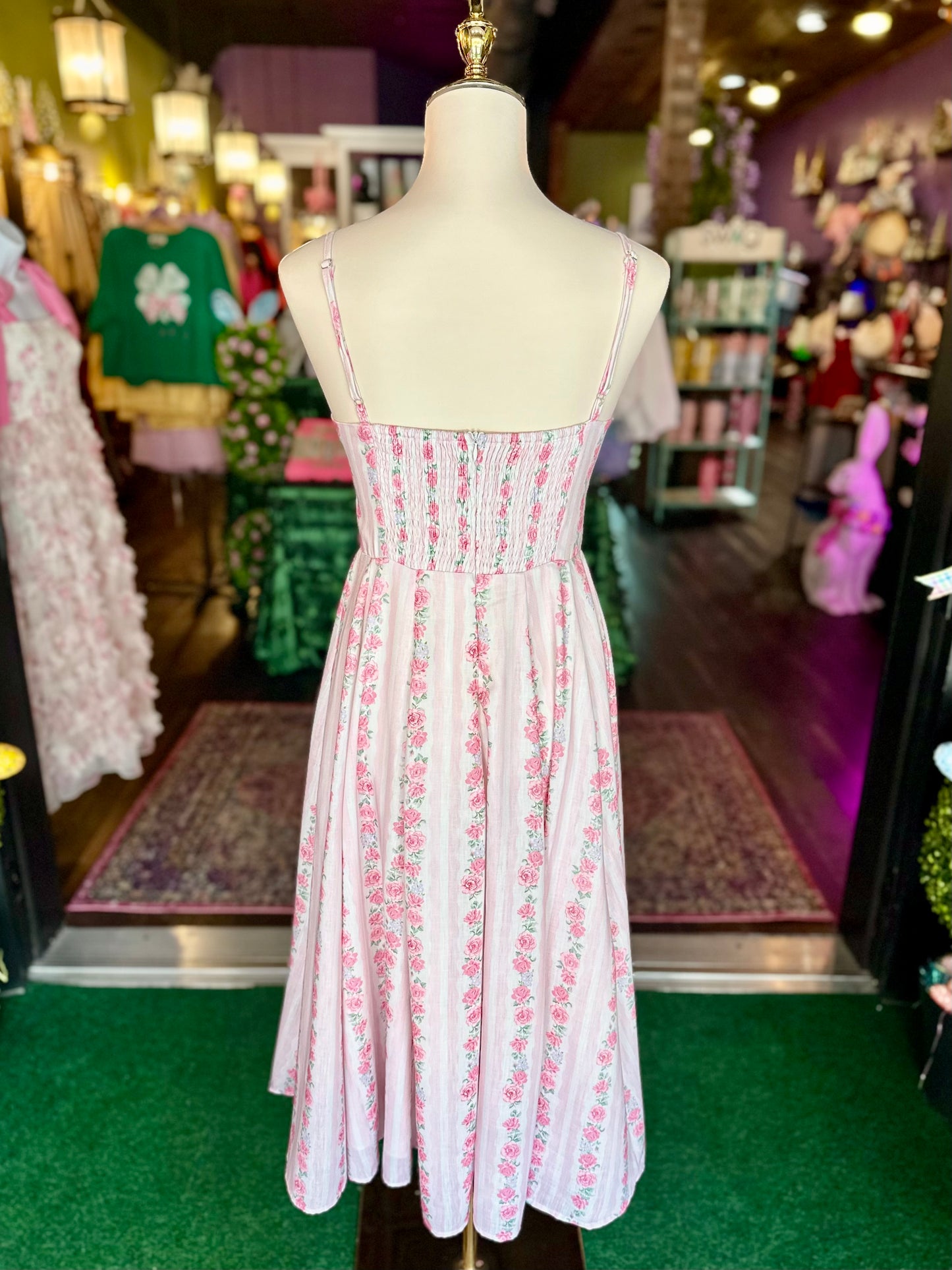 Radiant Rose Garden Midi Dress