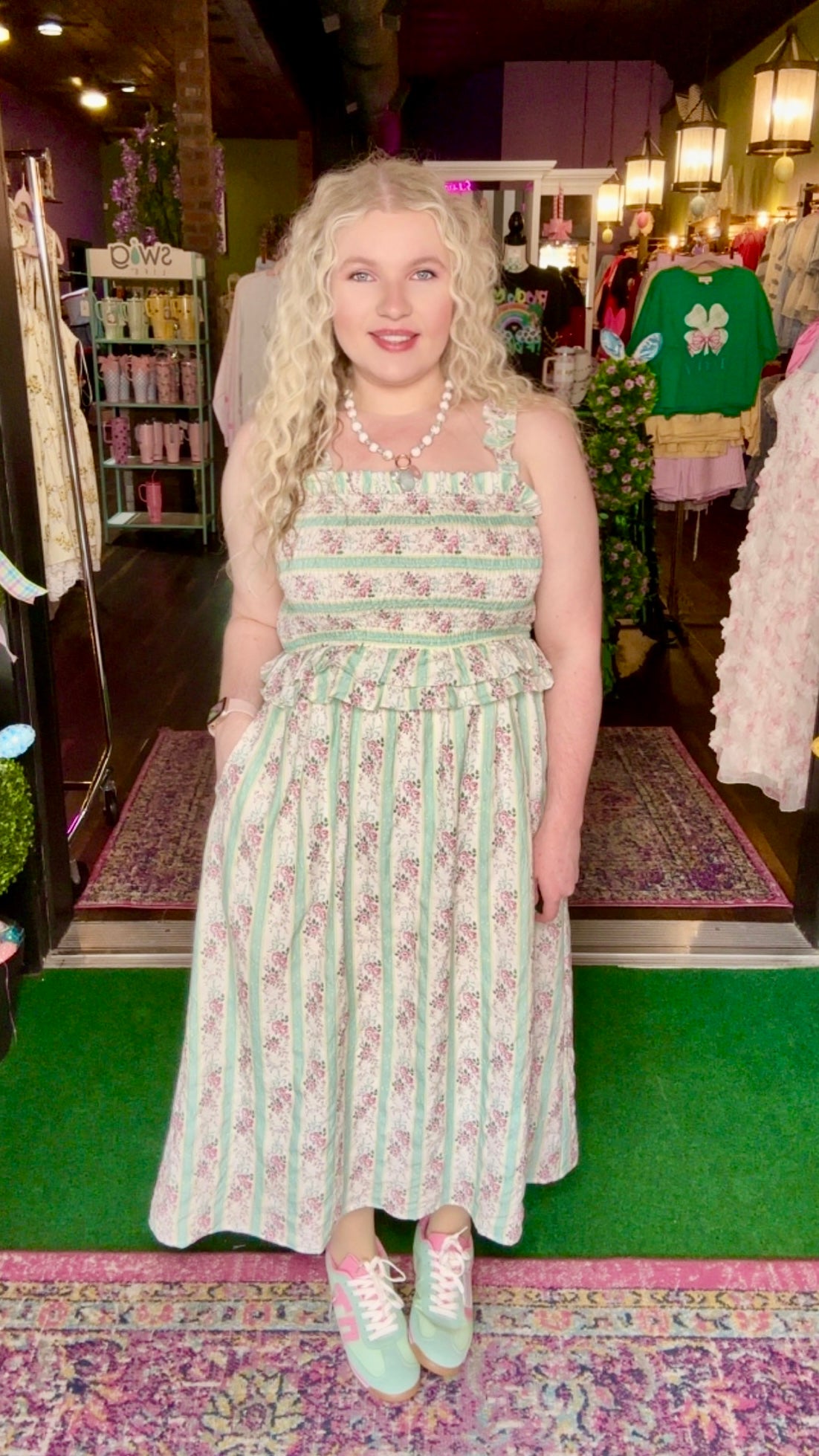 Mint Tea Garden Midi Dress